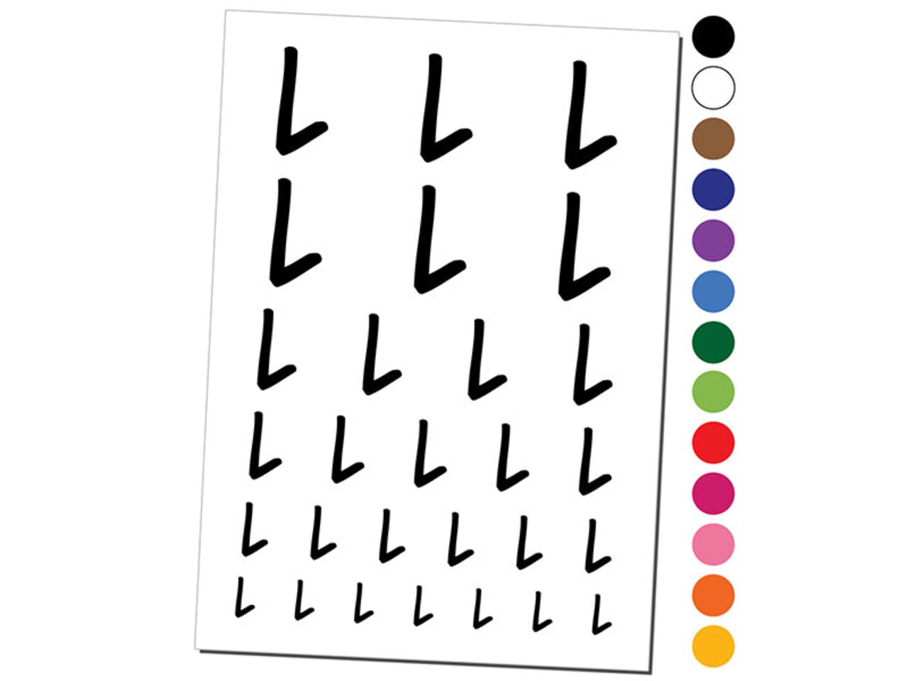 Letter L Uppercase Felt Marker Font Temporary Tattoo Water Resistant Fake Body Art Set Collection